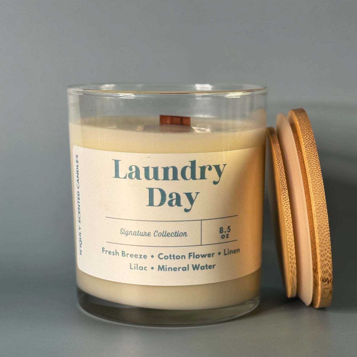 Laundry Day soy candle – fresh and airy scent.