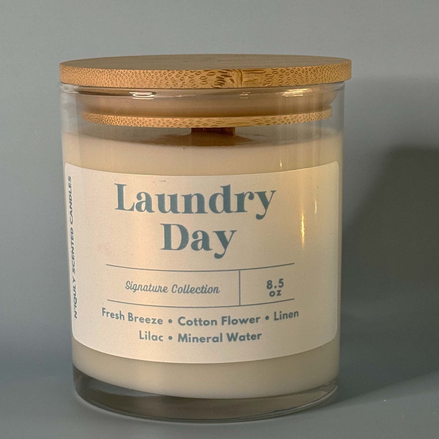 Fresh linen-scented Laundry Day candle.