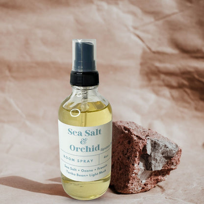 The Sea Salt Orchid room spray combines the crispness of the sea with a delicate, floral fragrance.