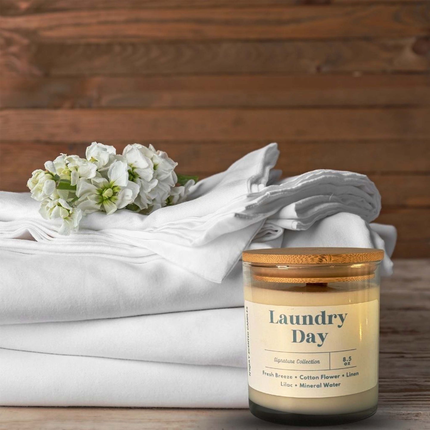 Clean and crisp Laundry Day aroma candle