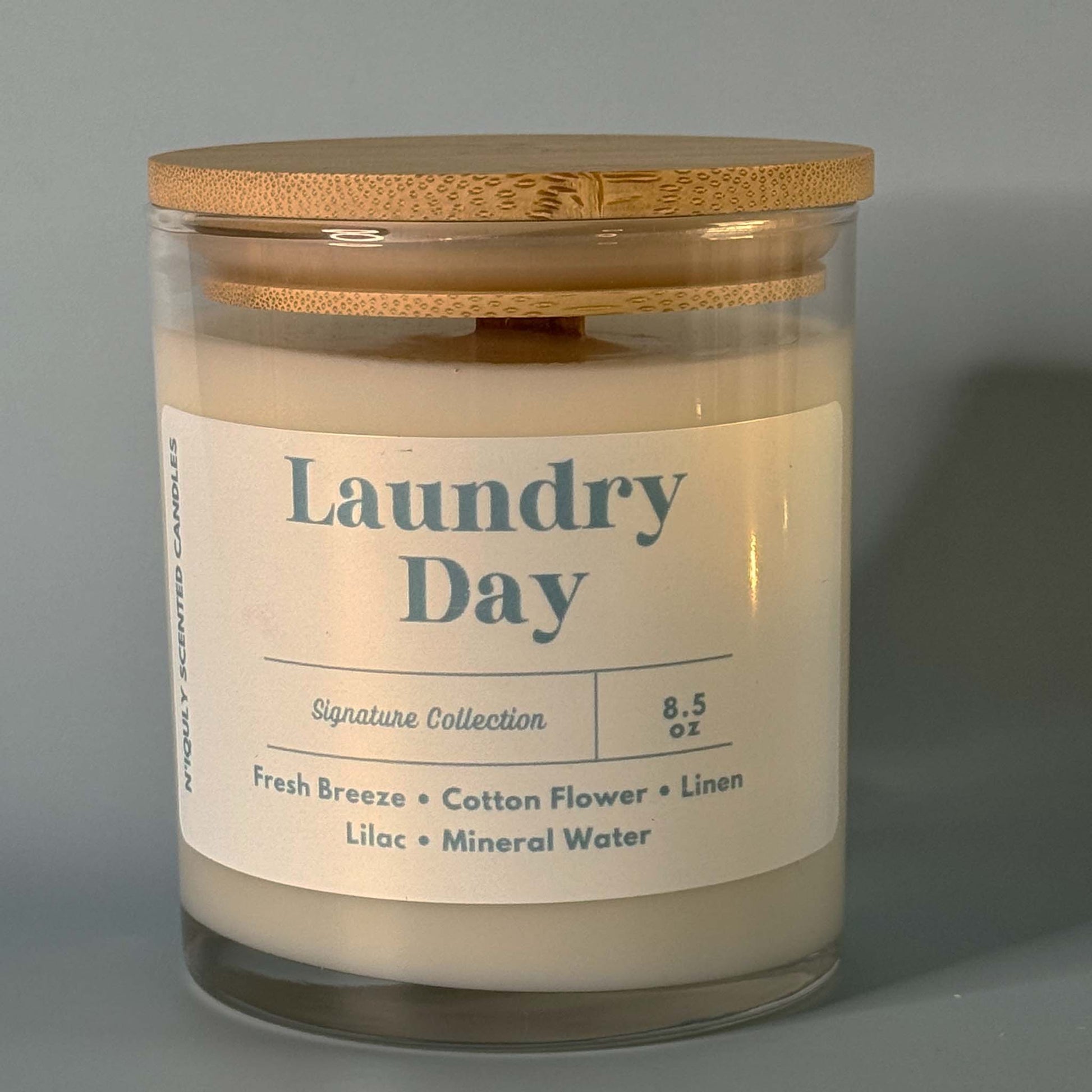 Fresh linen-scented Laundry Day candle.