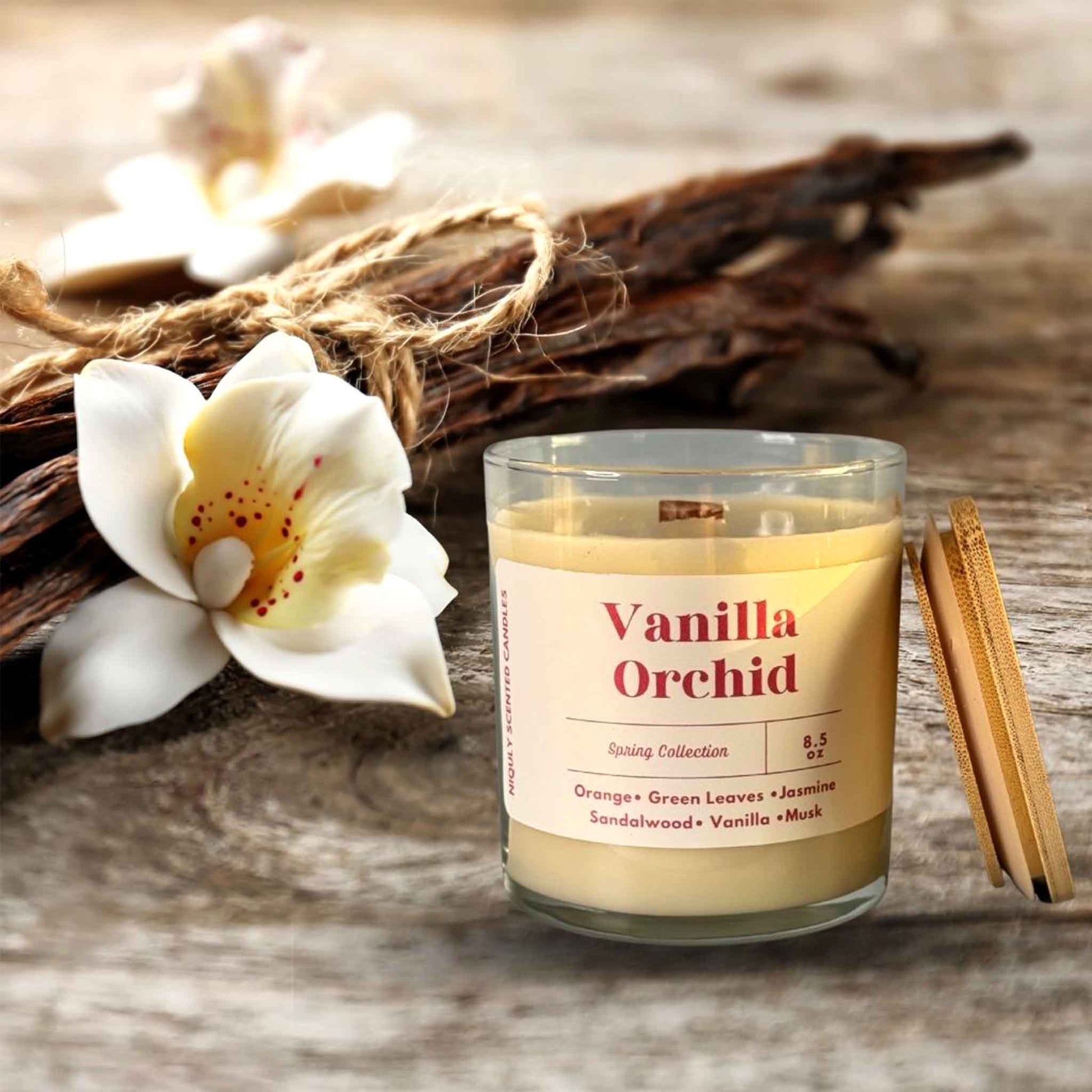Vanilla Orchid candle blending sweet and floral aromas