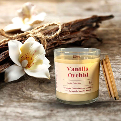 Vanilla Orchid candle blending sweet and floral aromas
